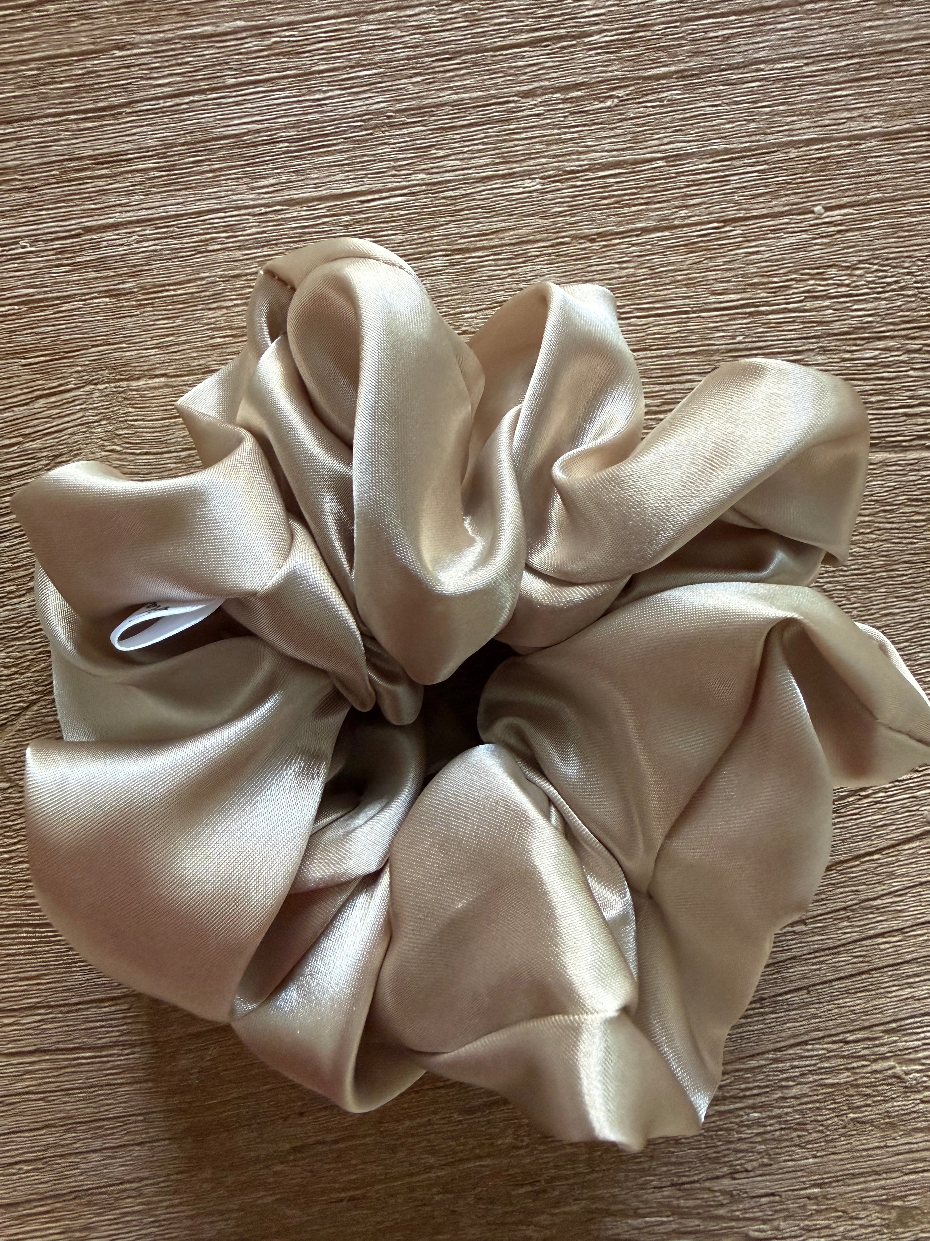 Beige satin scrunchie
